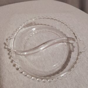 Imperial Glass Vtg Candlewick Clear Glass Divided Relish Snack Dish Side Handles